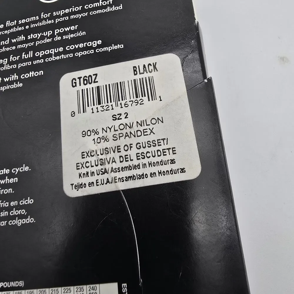 George Tights Black Size 2 XS Nylon Opaque Control Top Thick Pantyhose